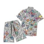 Summer hot-selling pattern refreshing shirt and shorts set