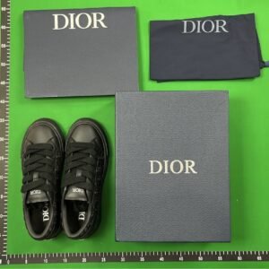Dior Men's Black Leather Sneakers with Embossed Design