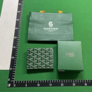 Goyard Green Leather Wallet with Yellow Ribbon - Luxury Accessories