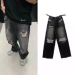 Balenciaga Distressed Wide-Leg Jeans