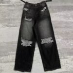 Balenciaga Distressed Wide-Leg Jeans